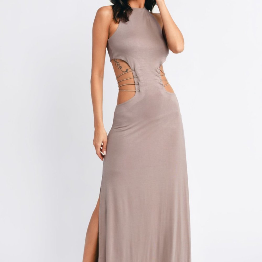 TOBI Trust Me Maxi Dress in Taupe NWT